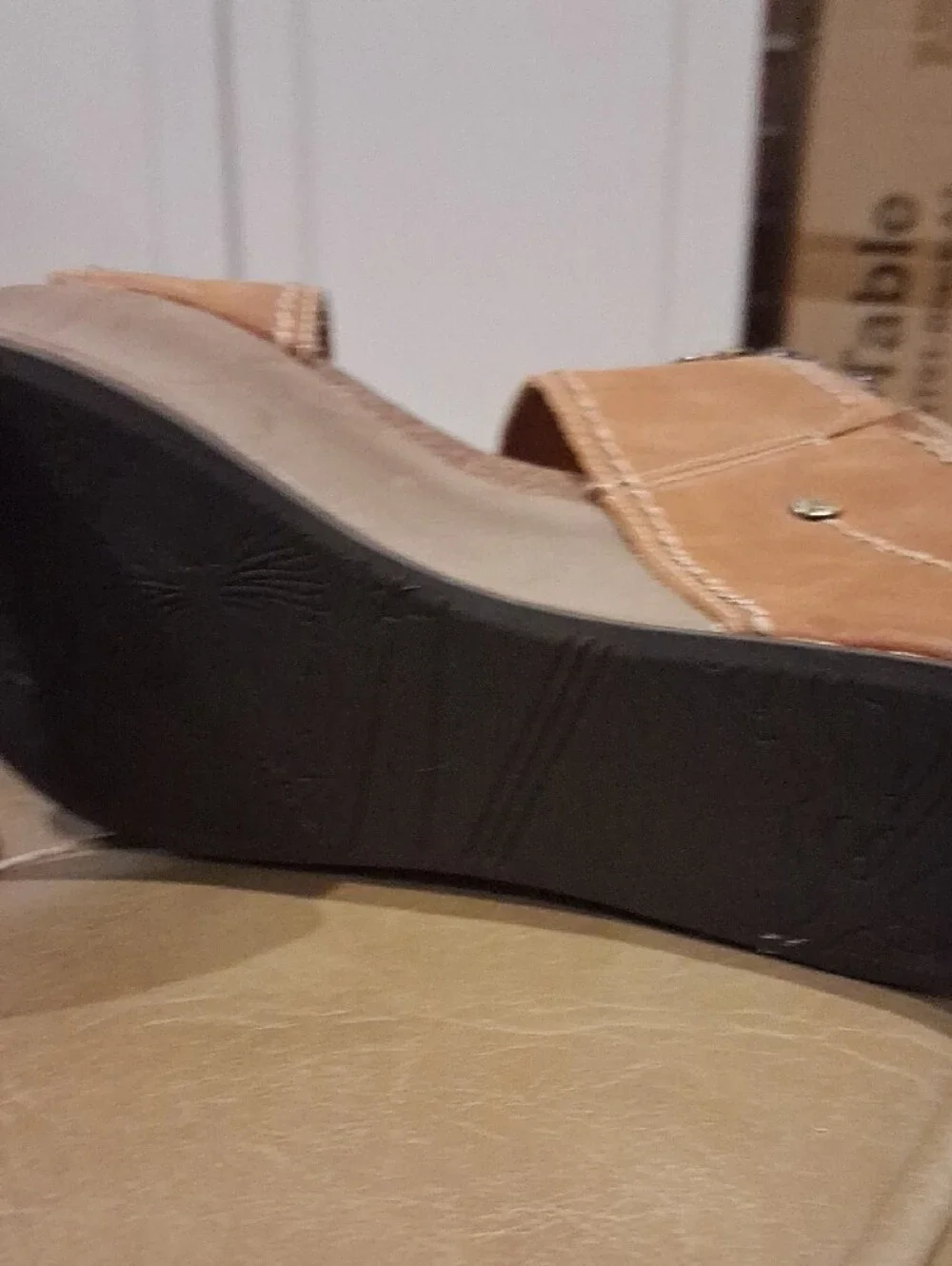 OTBT Wedge Sandals with Turquoise Accents - Tan